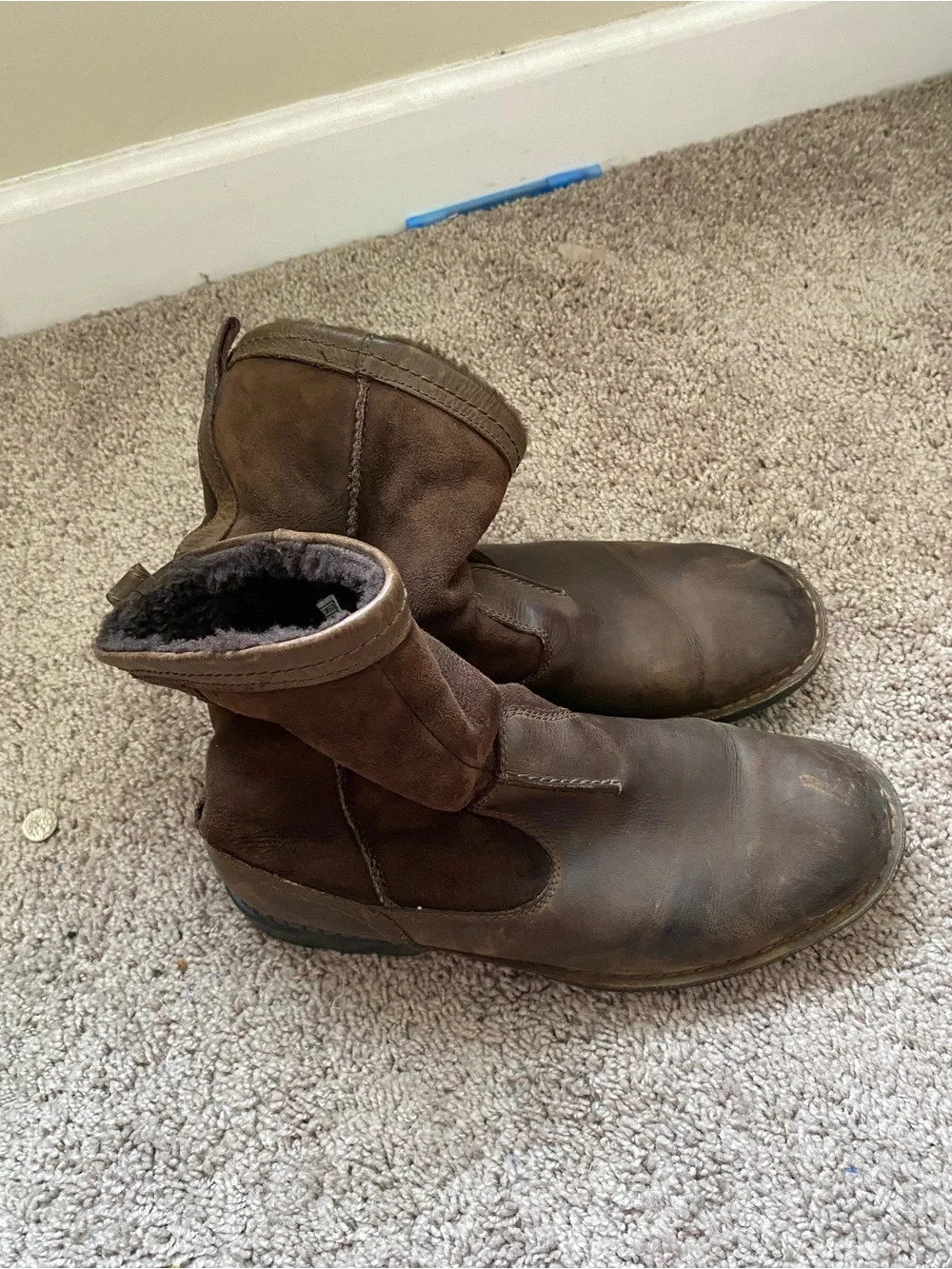 UGG Chocolate Brown Shearling-Lined Boots Size 11